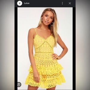 Beauty and Lace Yellow Crochet Mini Dress